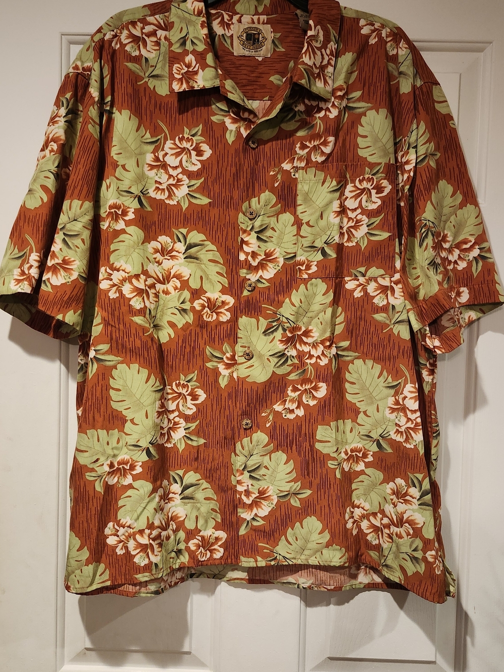 Pusser's West Indies Rust Tropical Floral Short-Sleeve Button-Down Shirt
